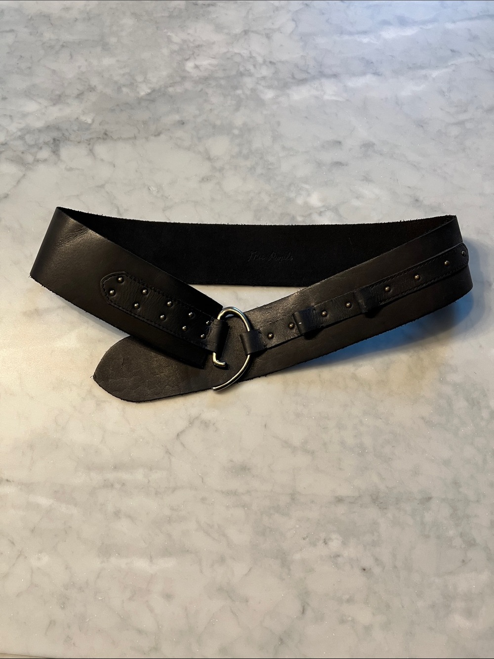 Free People wide hip belt. Black leather. Statement piece! Hard to find.